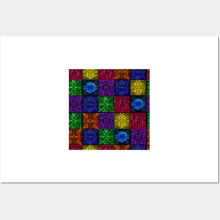 Bohemian Granny Square Afghan Pattern Posters and Art